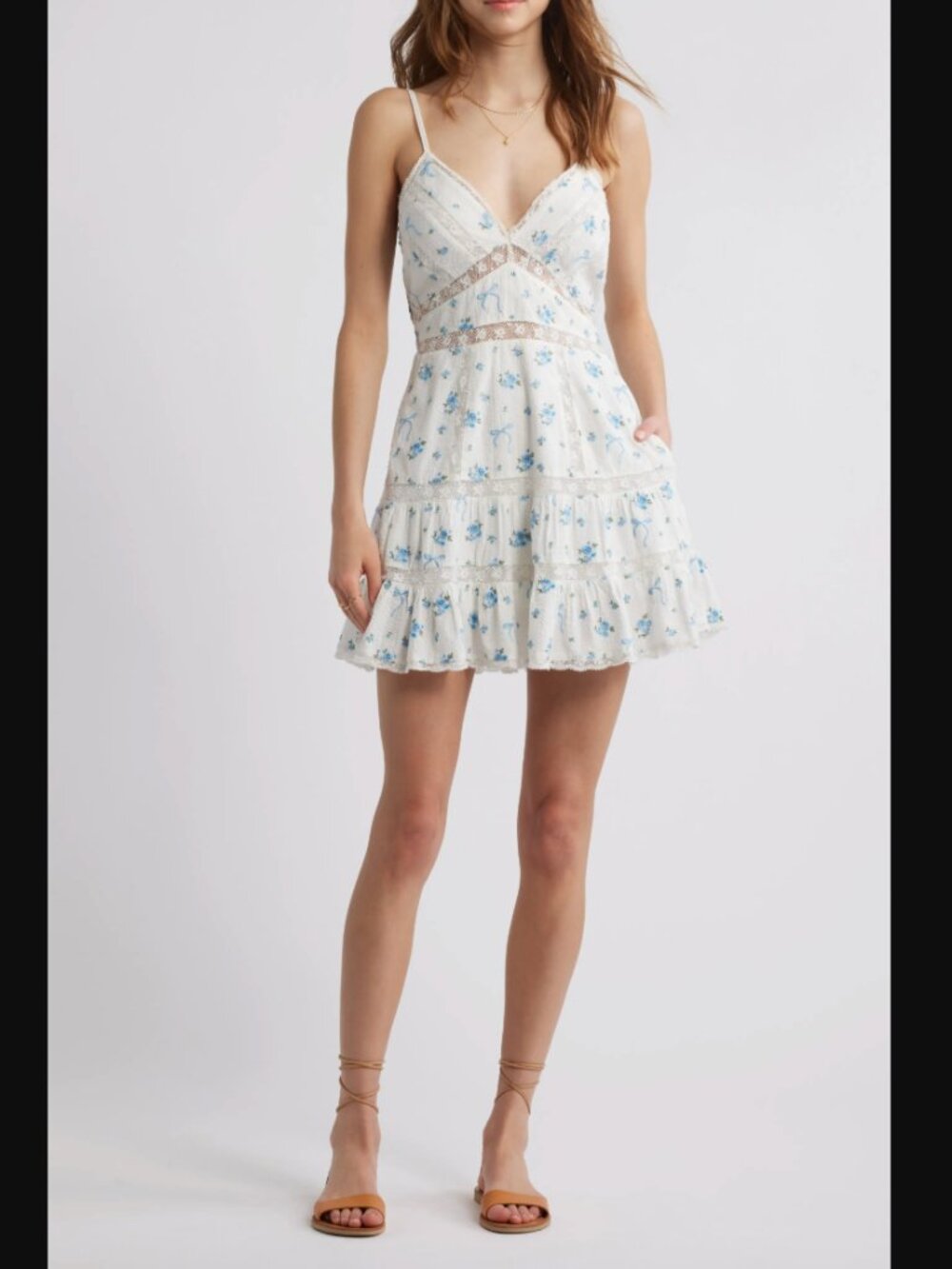 LoveShackFancy Solbina Dress XS Blue Floral EUC - Picture 2 of 10